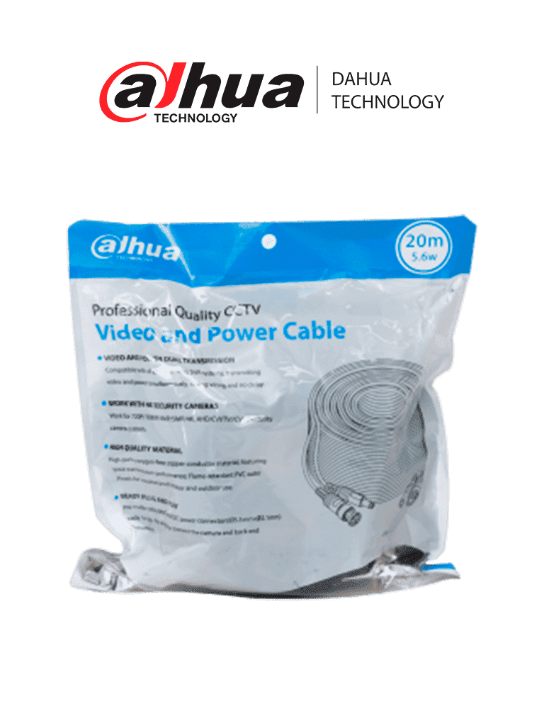 DAHUA DH-PFM942I-20-5-Cable armado de 20 metros para video y energía, compatible con cámaras hasta 4K. Incluye conectores BNC y de energía, ideal para uso interior y exterior. Fabricado con cobre de alta pureza, soporta AHD, CVI, TVI, y CVBS. DAHUA DH-PFM942I-20-5-Cable armado de 20 metros para video y energía, compatible con cámaras hasta 4K. Incluye conectores BNC y de energía, ideal para uso interior y exterior. Fabricado con cobre de alta pureza, soporta AHD, CVI, TVI, y CVBS.